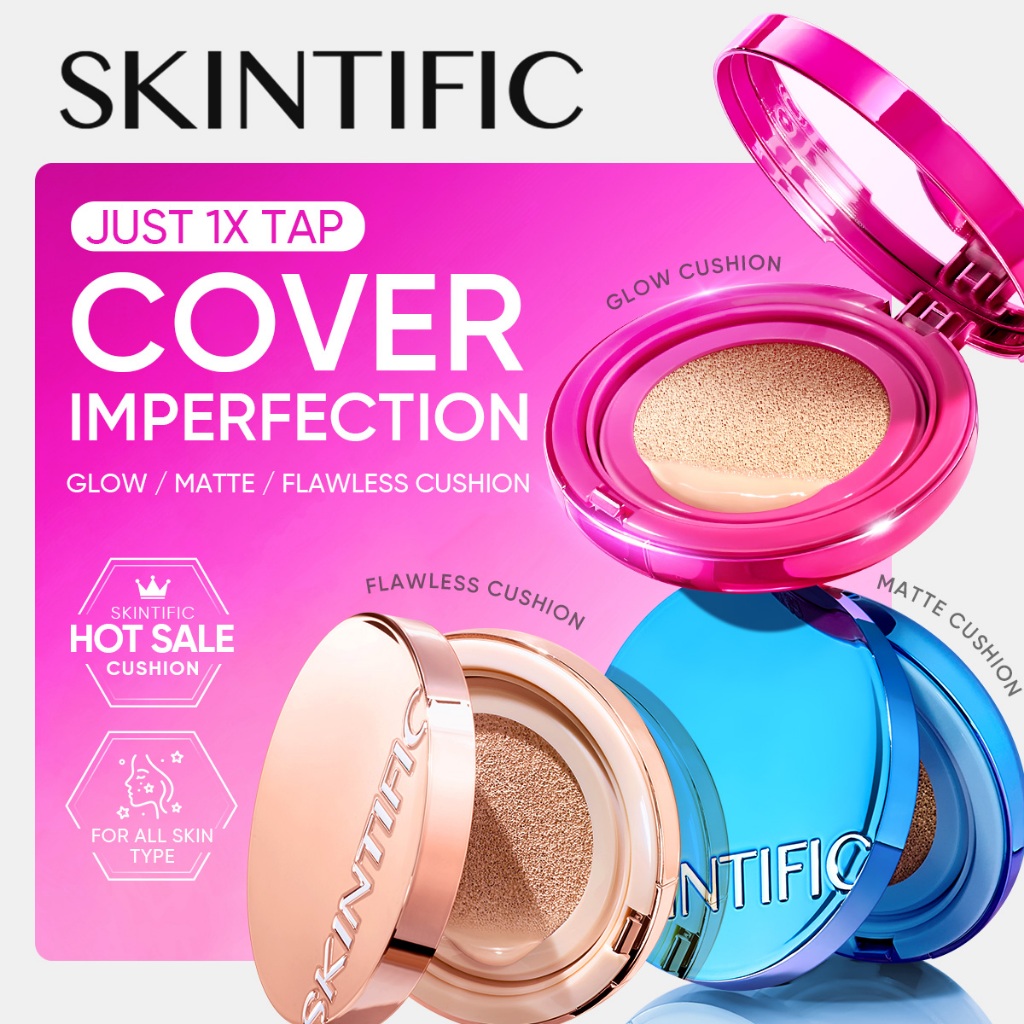 SKINTIFIC -  Cushion Series | Pink Cushion / Matte Cushion / Gold Cushion | Instant Glow Skin Tint H
