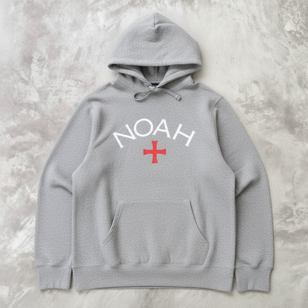 Hoodie Noah Logo Cross Salib Merah Grey Premium Original Jaket Sweater Pria Wanita Unisex