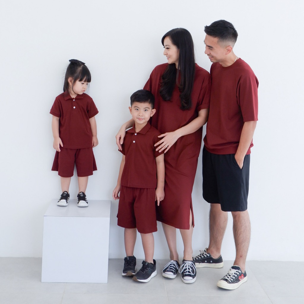 Isla Erika Family Maroon - Maroon - Set Pakaian Keluarga - Baju Couple - Baju Keluarga - Baju Imlek 