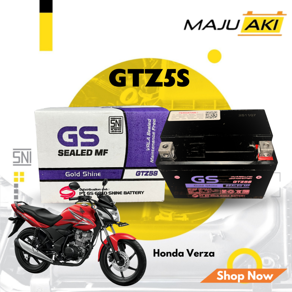 Aki Motor HONDA Verza GTZ5S Original Aki Kering GS Gold Shine Sealed MF