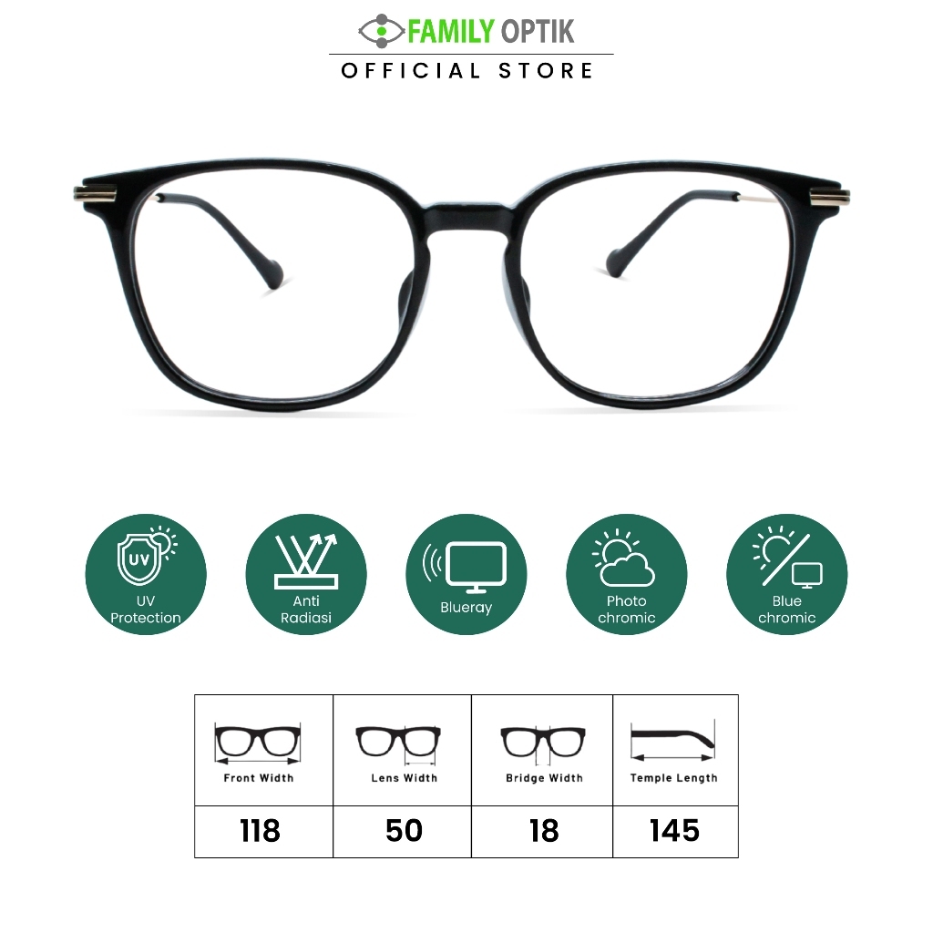 Family Optik - Kacamata Vintage Blueray Photocromic Anti Radiasi 31072