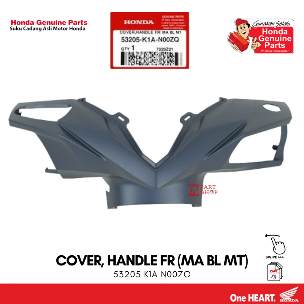 Cover Batok Depan Biru Doff (Cover Handle FR (MA BL MT)) - New BeAT eSP K1A / 53205-K1A-N00ZQ