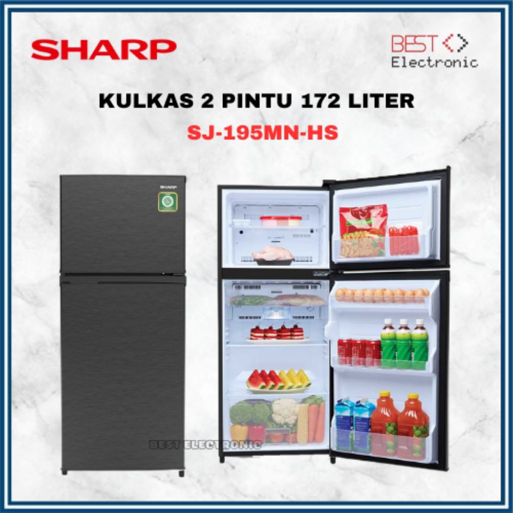 SHARP KULKAS 2 PINTU SJ 195 MNHS SJ 195MN-HS KIREI SERIES 172 LITER SJ 195MN HS
