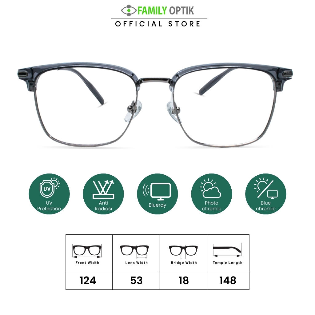 Family Optik - Kacamata Vintage Blueray Photocromic Anti Radiasi HC90080