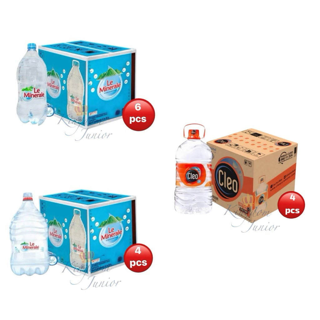 Le Minerale Air Mineral 3 - 5 Liter Galon Kecil 1 Dos | LEMINERALE Galon Kecil 5 Kg dan 3 Kg | Cleo 