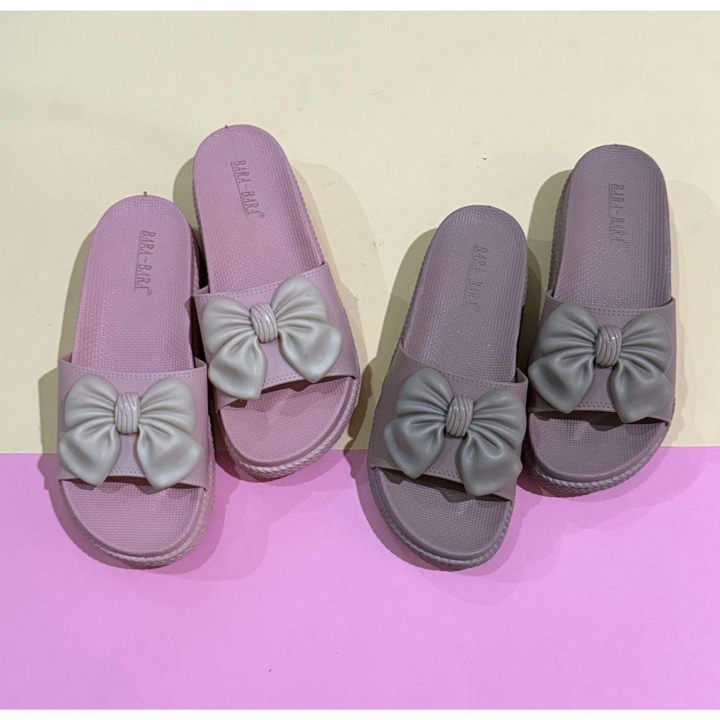 Bara~Bara Sandal Kokop Jelly Wanita Tatak Krem Tebal