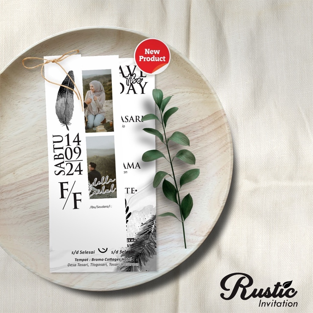 Undangan Pernikahan Simple Elegan Rustic Tali - Undangan Wedding Custom Aesthetic