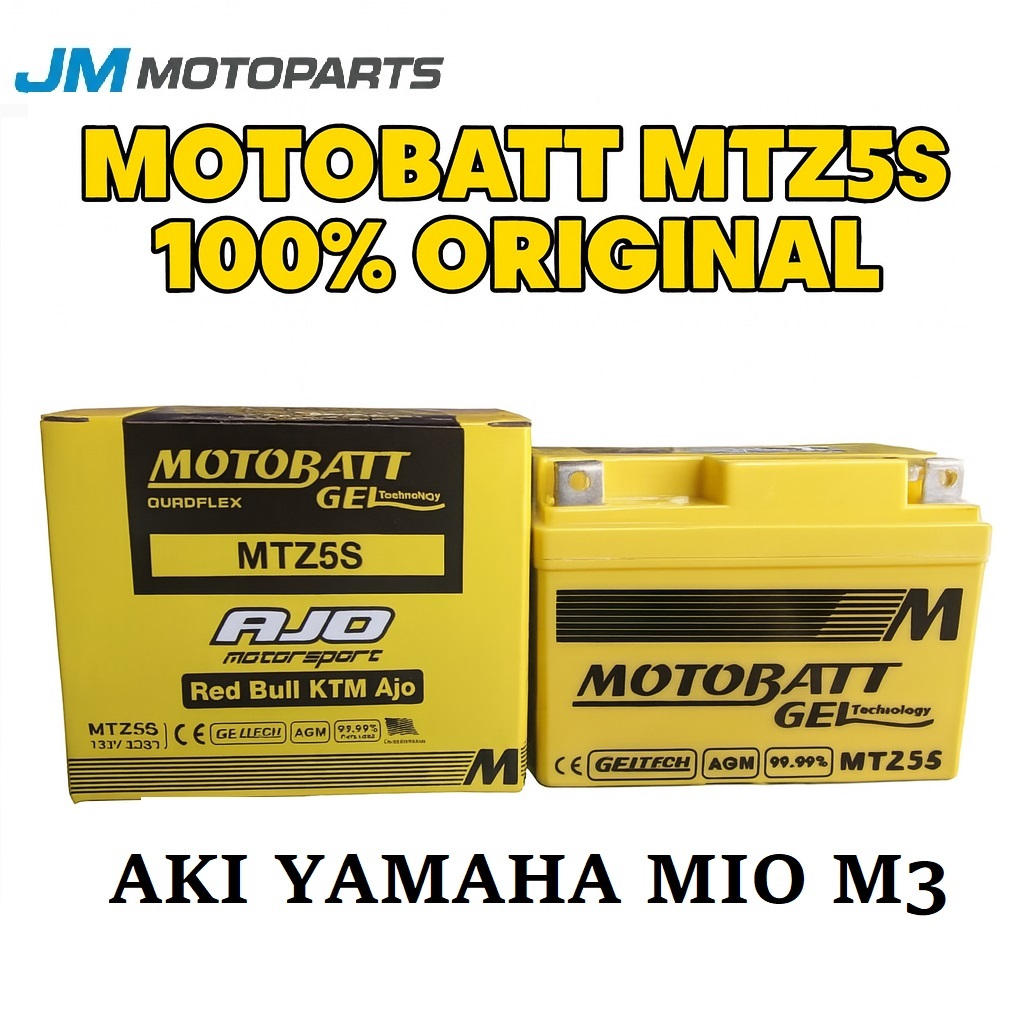 AKI YAMAHA MIO M3 MOTOBATT MTZ5S 100% ORIGINAL AKI GEL PREMIUM AKI KERING BEBAS PERAWATAN 12 VOLT