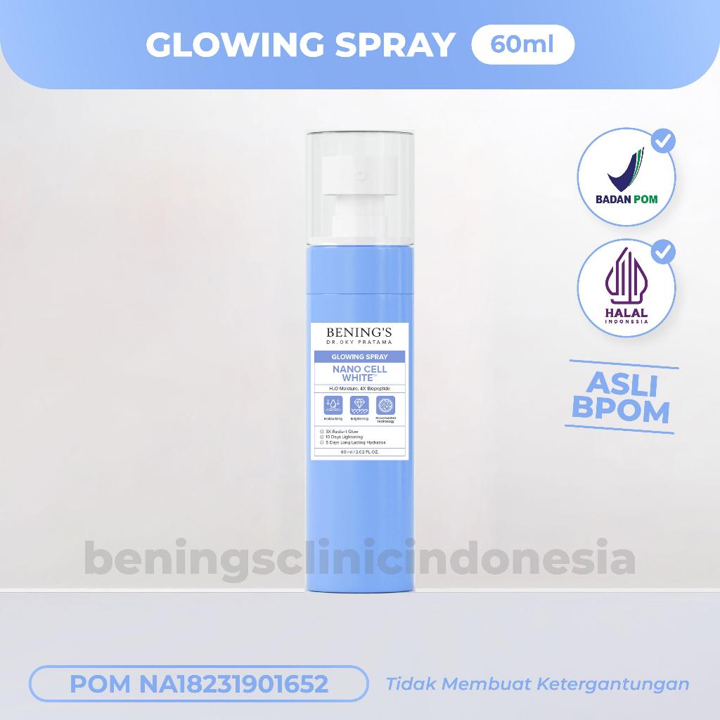 Bening's Glowing Spray Nano Cell White I Menghidrasi Wajah (Hydrating Makeup Mist)