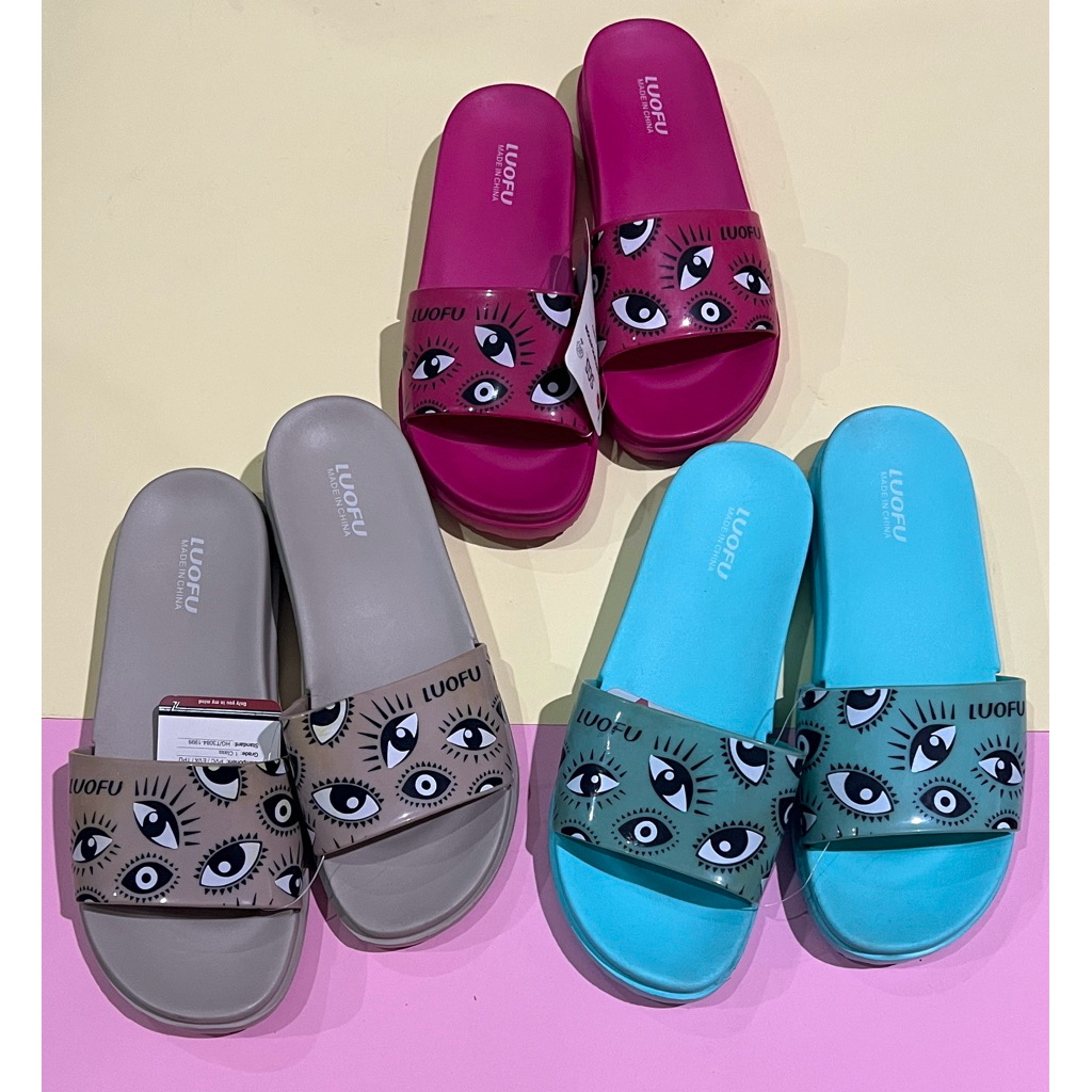 Luofu Sandal Kokop Jelly Karet Motif Mata