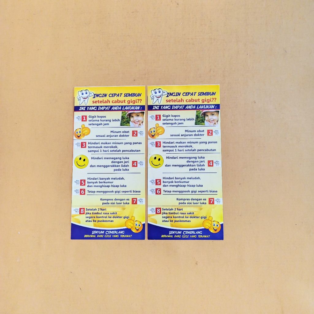 Flyer Instruksi Setelah Pencabutan Gigi, Petunjuk Setelah cabut Gigi