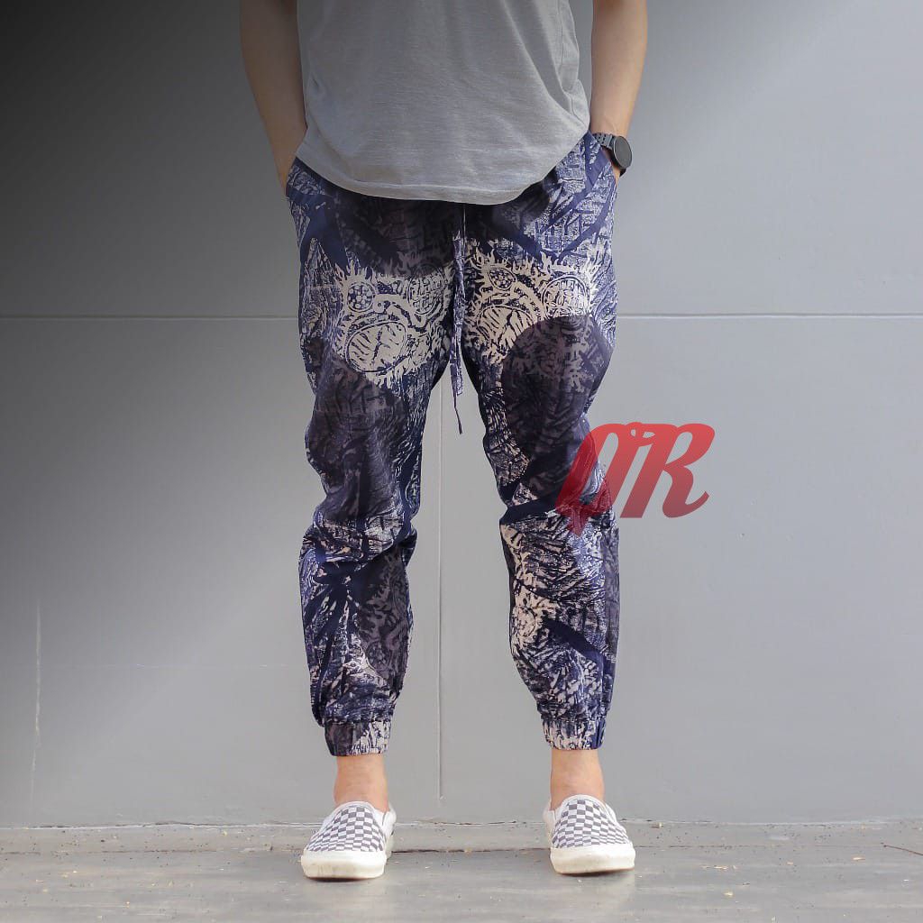 Celana joger batik abstrak premium kekinian kode QR10