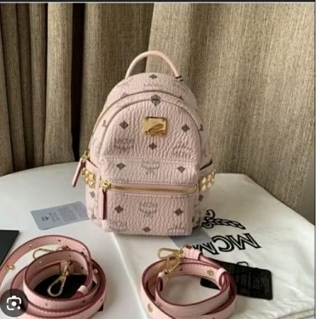 mcm mini backpack tas ransel mini pink mcm