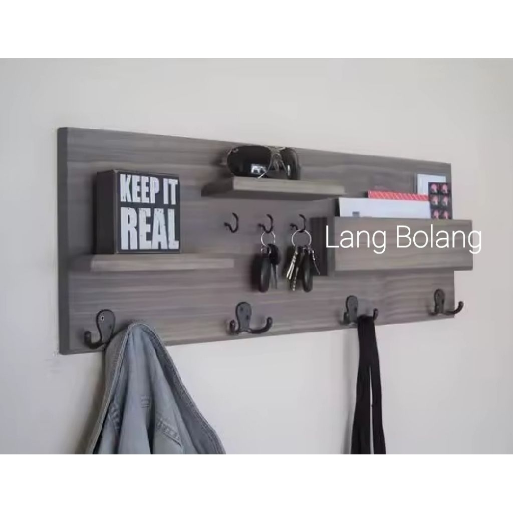 Rak Dinding Gantungan Baju , Kunci dan Topi , Rak Dinding Serbaguna Minimalis