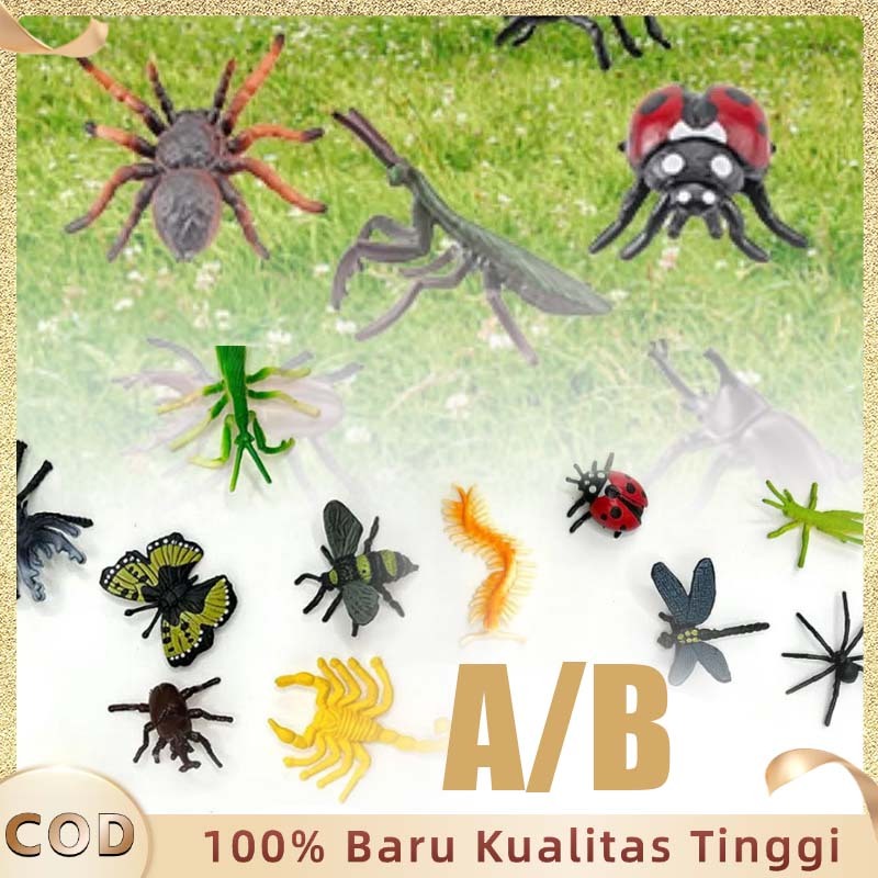 Mainan Hewan Karet Serangga 12pcs Mainan Anak Hewan Karet Lengkap Hewan Serangga Mainan Kecil