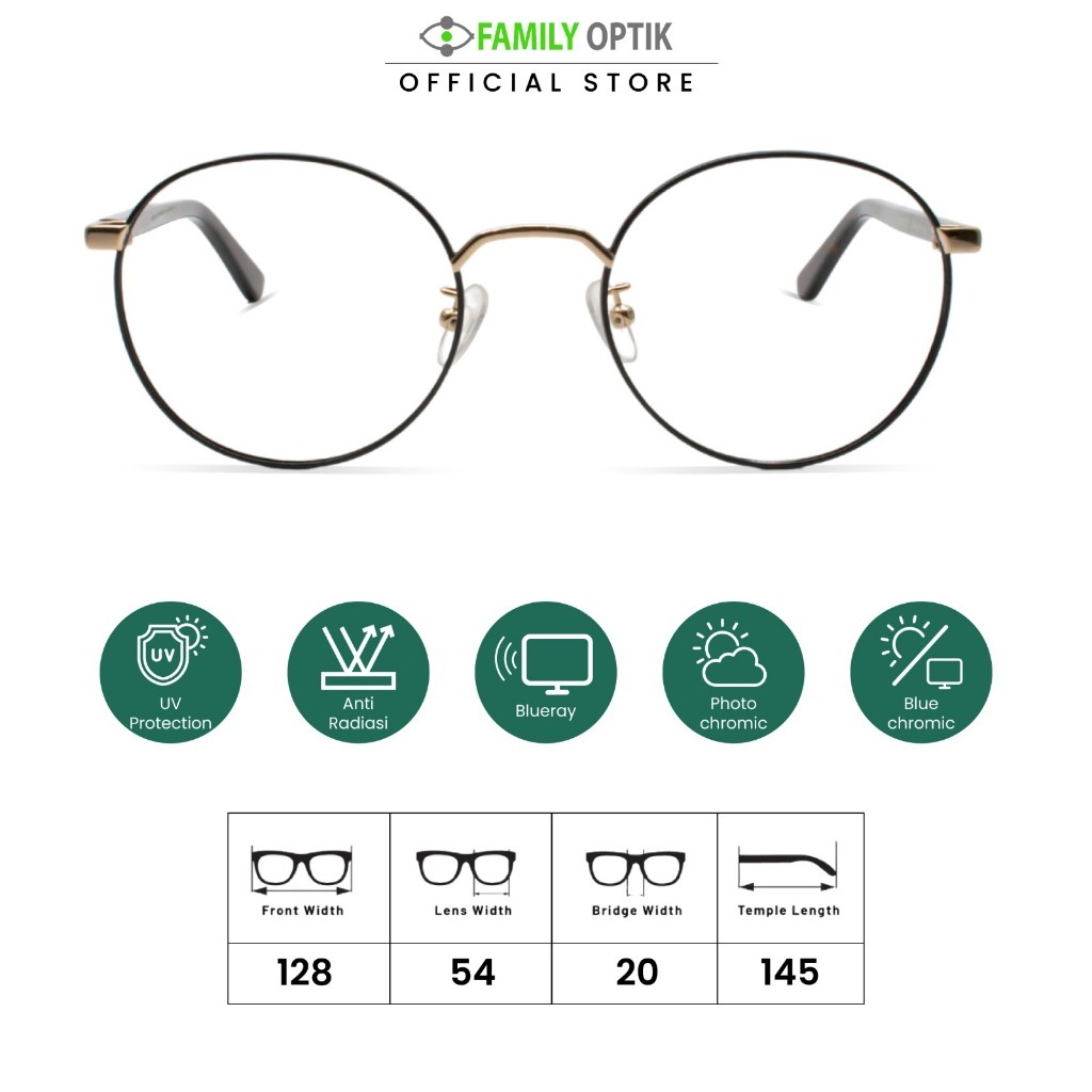 Family Optik - Kacamata Vintage Blueray Photocromic Anti Radiasi 0297