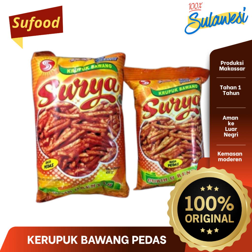 Surya Krupuk kerupuk bawang khas Makassar cap Surya
