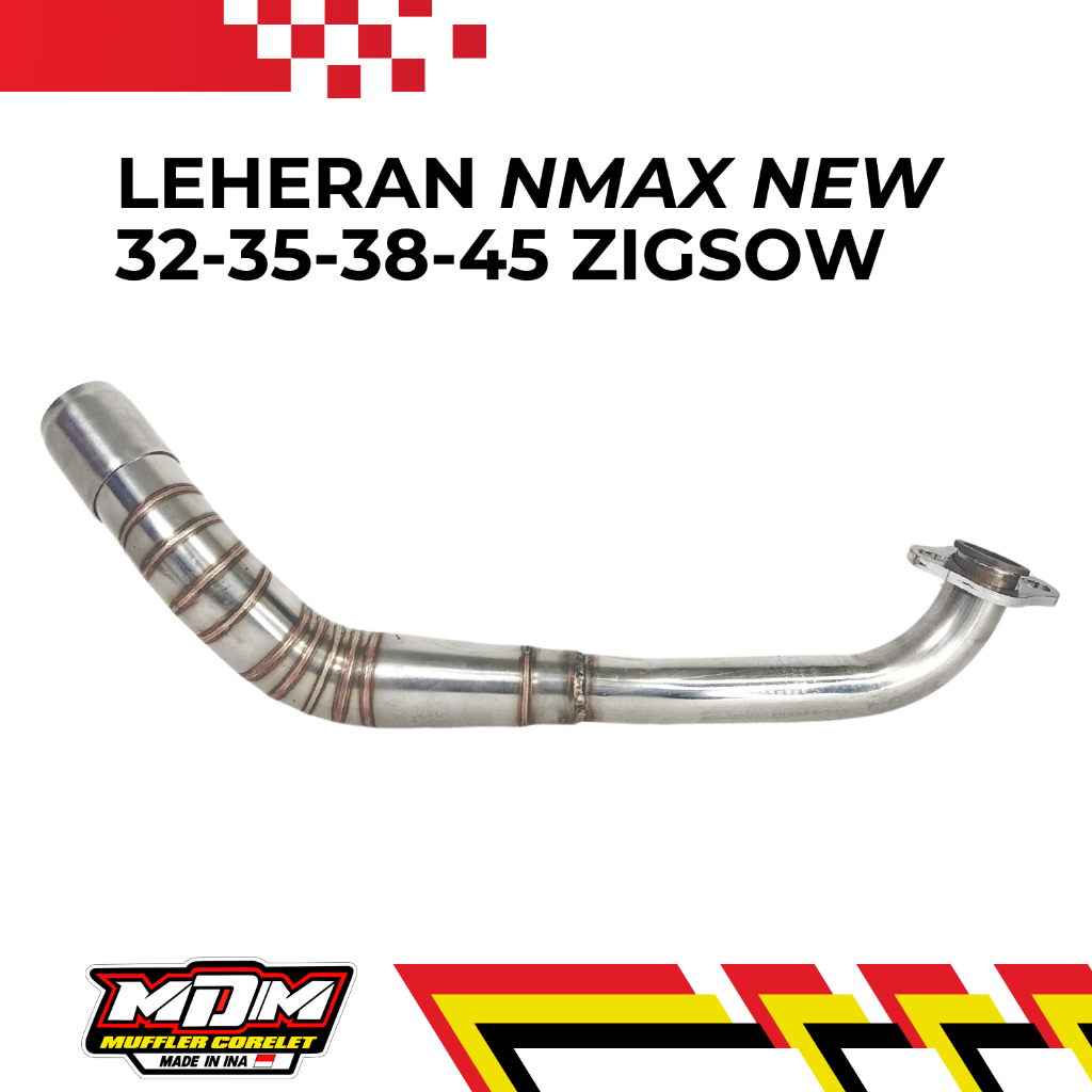MDM RACING MUFFLER Pipa Leher Kenalpot Nmax NEW / Aerox NEW / Aerox OLD 32/35/38/45 MM Zigsow