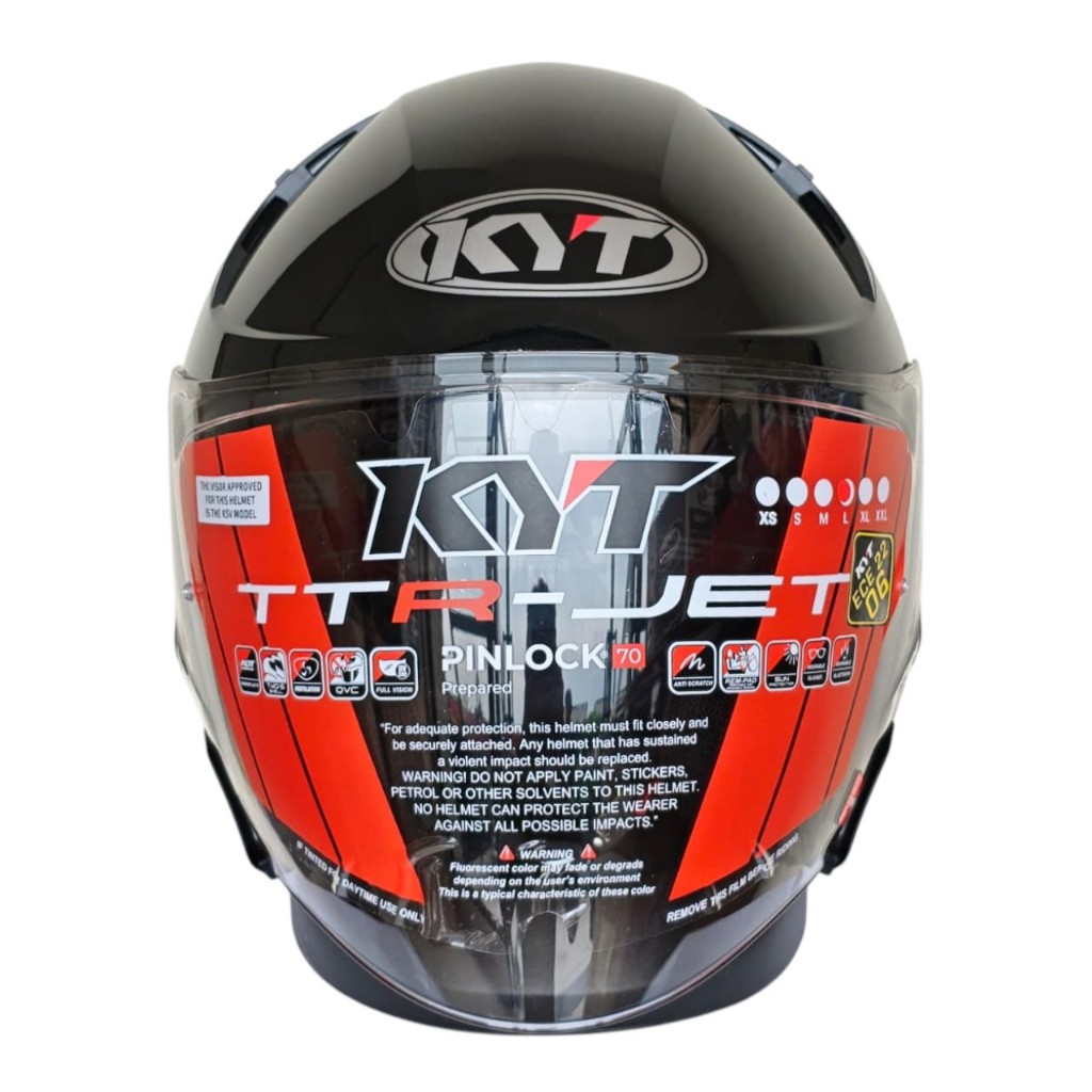 HELM KYT TTR JET SOLID BLACK GLOSSY (CLEAR) ORIGINAL