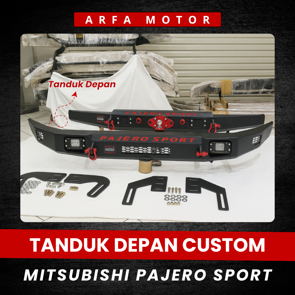 Tanduk Depan Pajero Sport Model Custom Emboss Front Bumper Guard Offroad DRL Led Xpander Triton