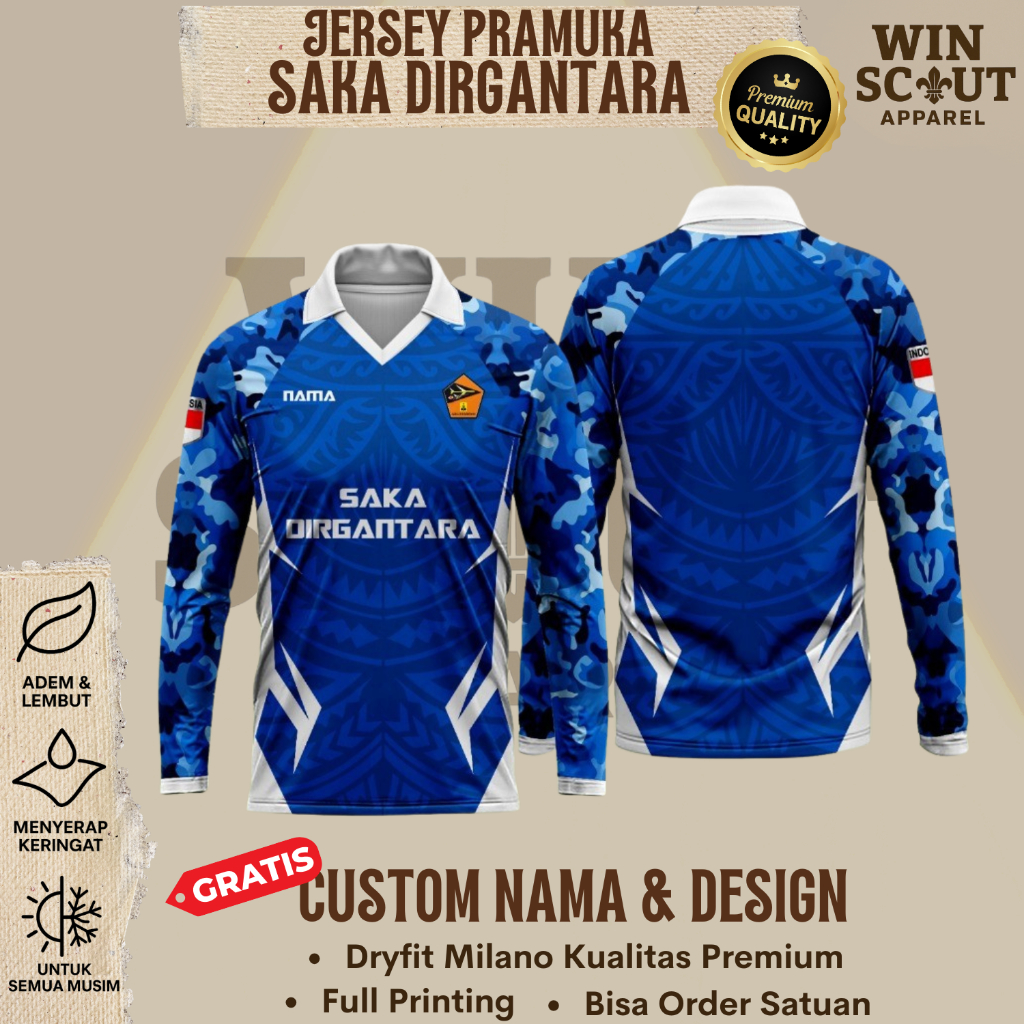 Jersey PRAMUKA SAKA DIRGANTARA Kaos Pramuka Baju Pramuka Berkerah daun Printing Gratis Custom Desain