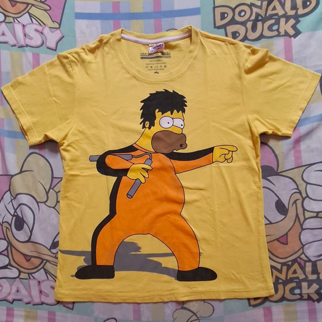 Kaos The Simpsons Bruce Lee Kuning Cool Teen Preloved
