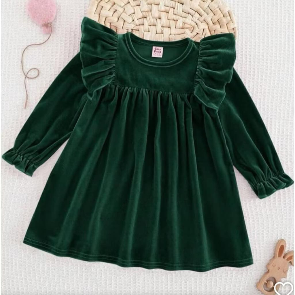 BLUDRU Dress sweet anak prempuan Outer Dress bludru anak perempuan