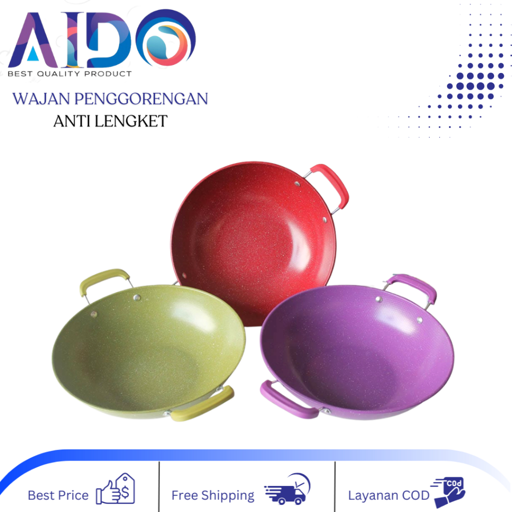 PROMO PANCI BEST SELLER Wajan Anti Lengket Marble Penggorengan 34cm Wajan Kuali Penggorengan Teflon