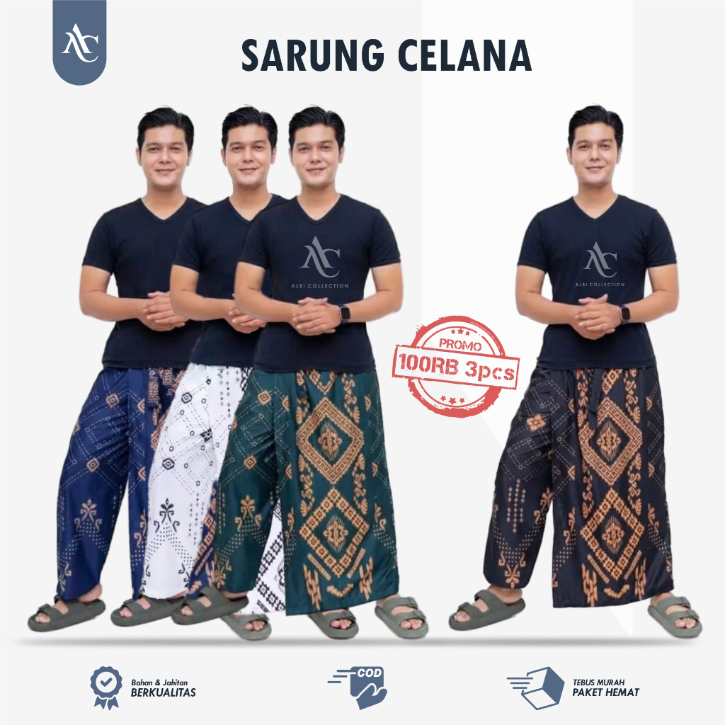 SARUNG CELANA DEWASA 100 dapat3pcs santri/santriwati  Sarung Instan Dewasa Sarung Batik Pria Wadimor