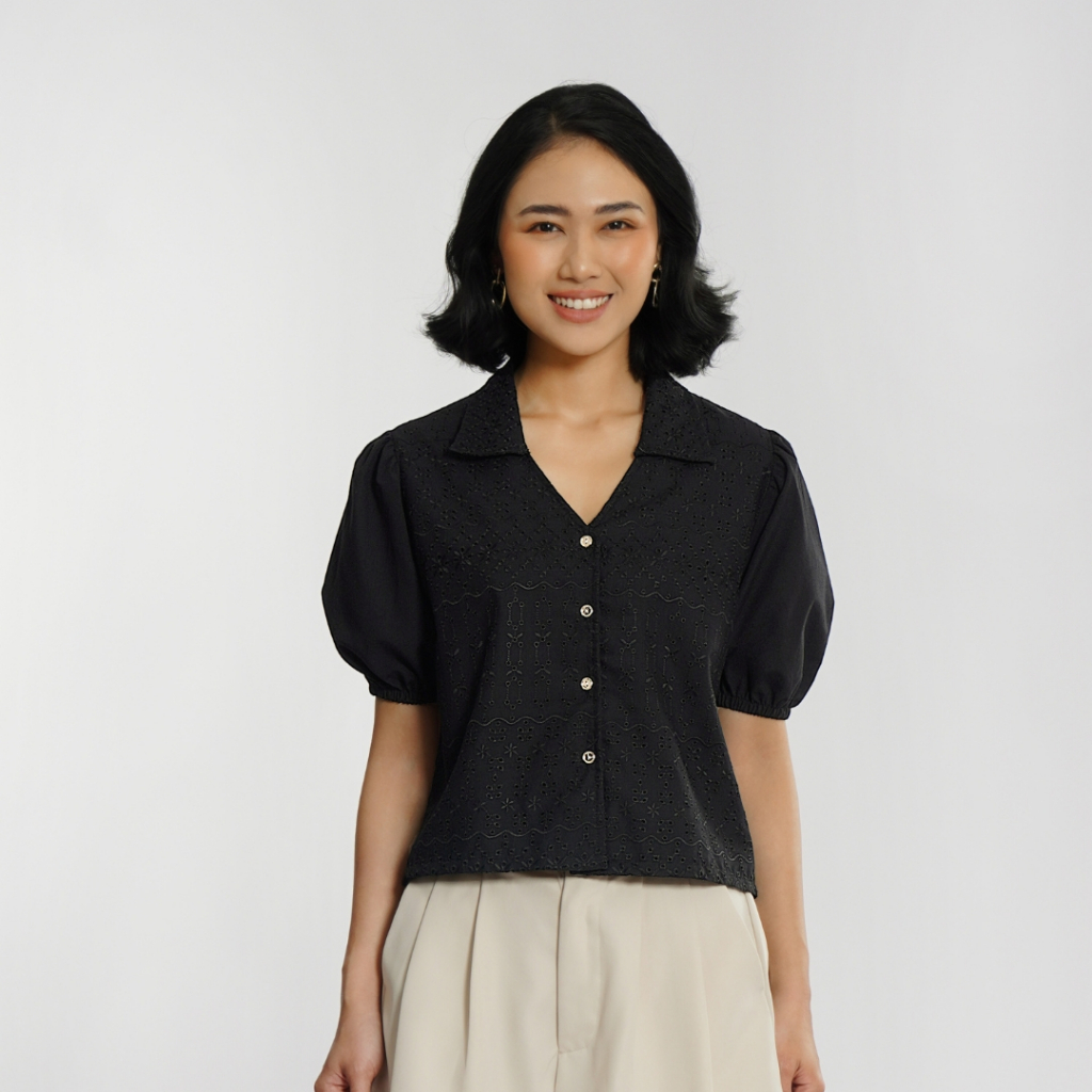 Momelca Rara Embroidery Shirt - Atasan Baju Blouse Wanita