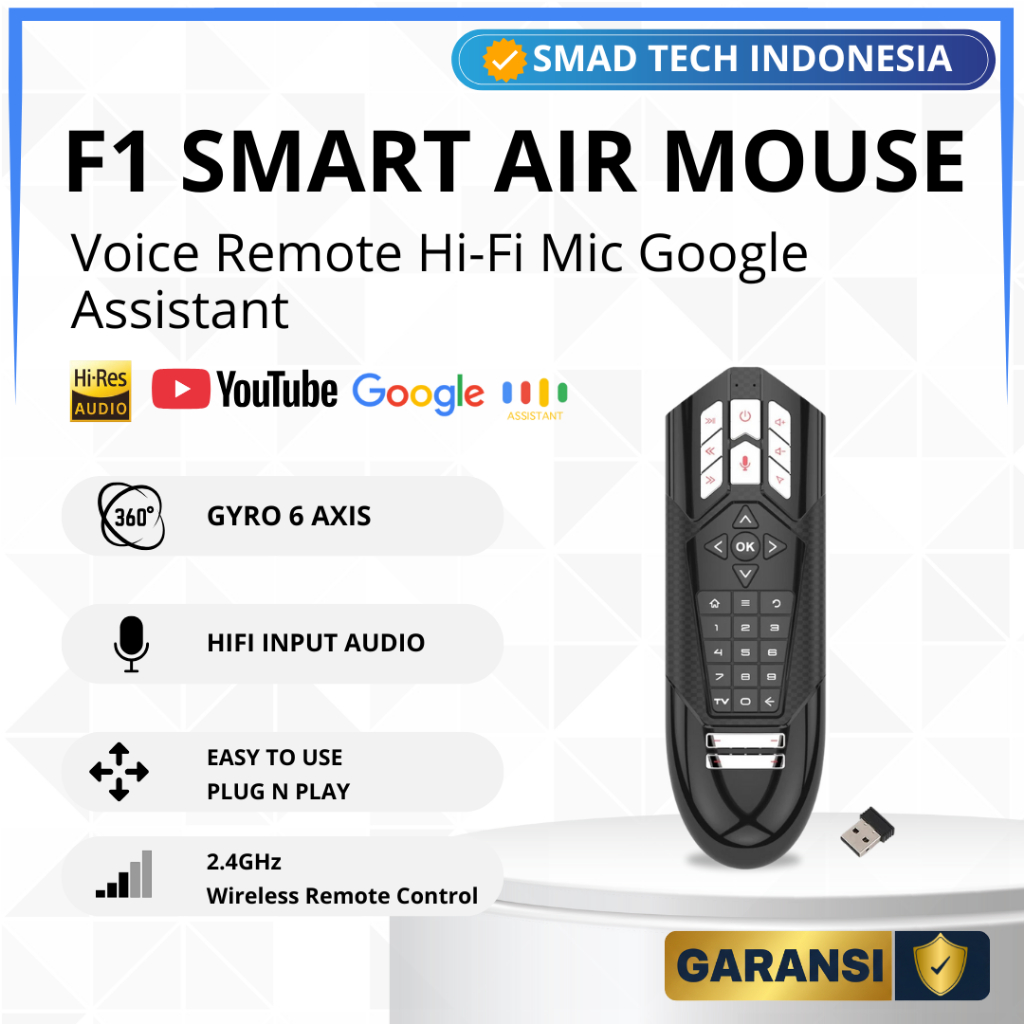 Smart Voice Remote Control TV Top Box Nirkabel Air Mouse F1 Keyboard Remot Kontrol Laptop PC