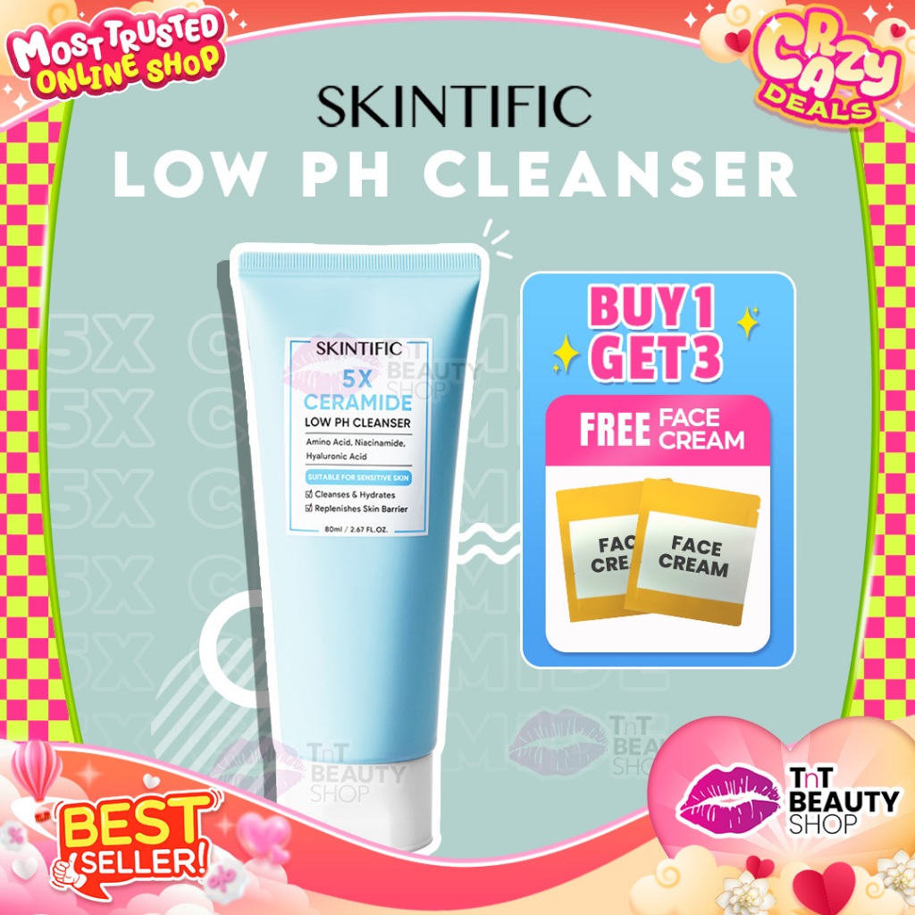 SKINTIFIC 5X Ceramide Low pH Cleanser - Gentle Cleanser For Sensitive Skin 80Ml - 15ml | TnT Beauty 