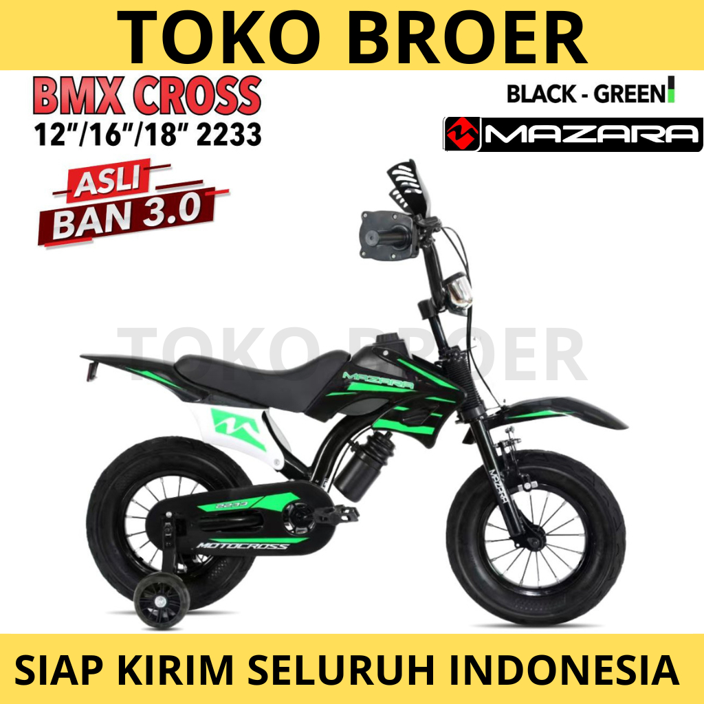 Sepeda Anak Laki BMX MAZARA 2233 TRAIL Ukuran 12 & 16 Inch Model Motor Cross