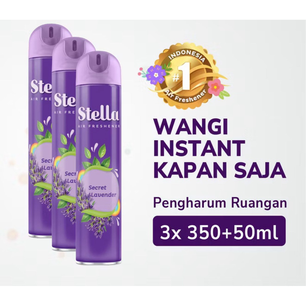Stella Aerosol Secret Lavender 350+50 ml x3 || Stella Aerosol Lavender Pengharum Ruangan Semprot