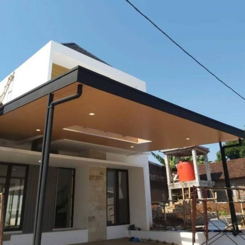 kanopi rangka besi hollow atap alderon+plafon pvc