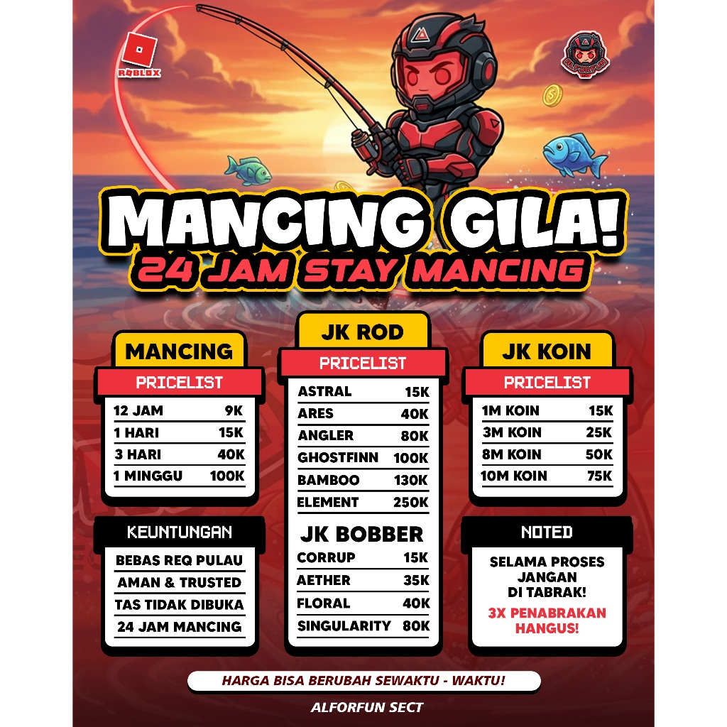 ROBLOX JASA JOKI POSTER STAY MANCING ONLINE FISH IT MISSION