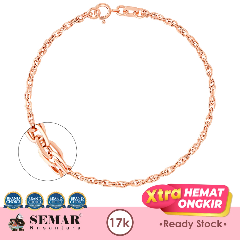 Gelang Emas Kiara Twist Rose Gold 17K Semar Nusantara