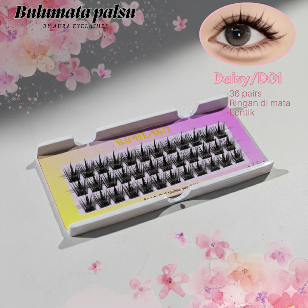AURALASH Bulu Mata Eyelash Extension Daisy Tanam BULU MATA PALSU ALAMI 3D BULU MATA DOIYIN KOREAN LO