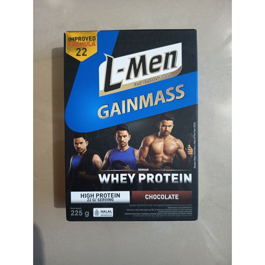 L-Men Gainmass Whey Protein Chocolate 225 g L Men Suplemen Gainer Susu Penambah Berat Badan dan Mass