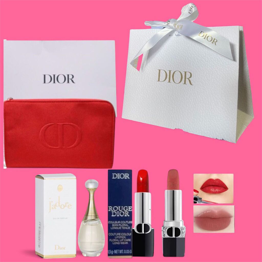 Dior Giftset Miniatur Isi 3 Item + Pouch Red Canvas & Paperbag