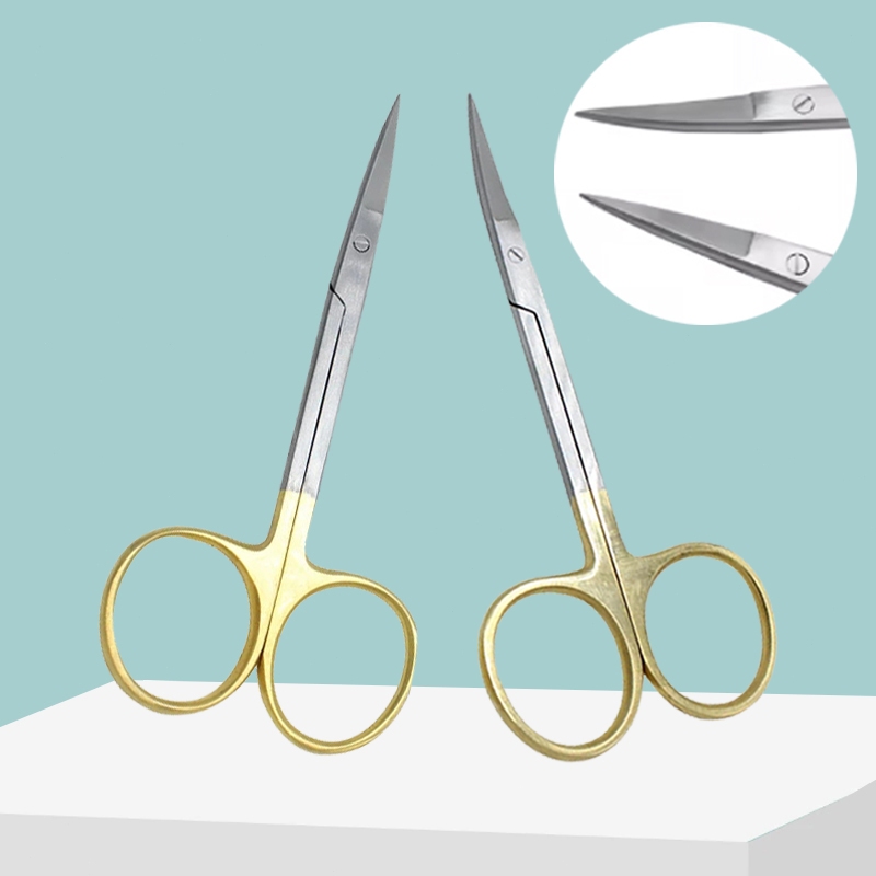 RS-DENTAL iris scissor / iris lurus bengkok / gunting alis mata jaringan gum / gunting bedah operasi