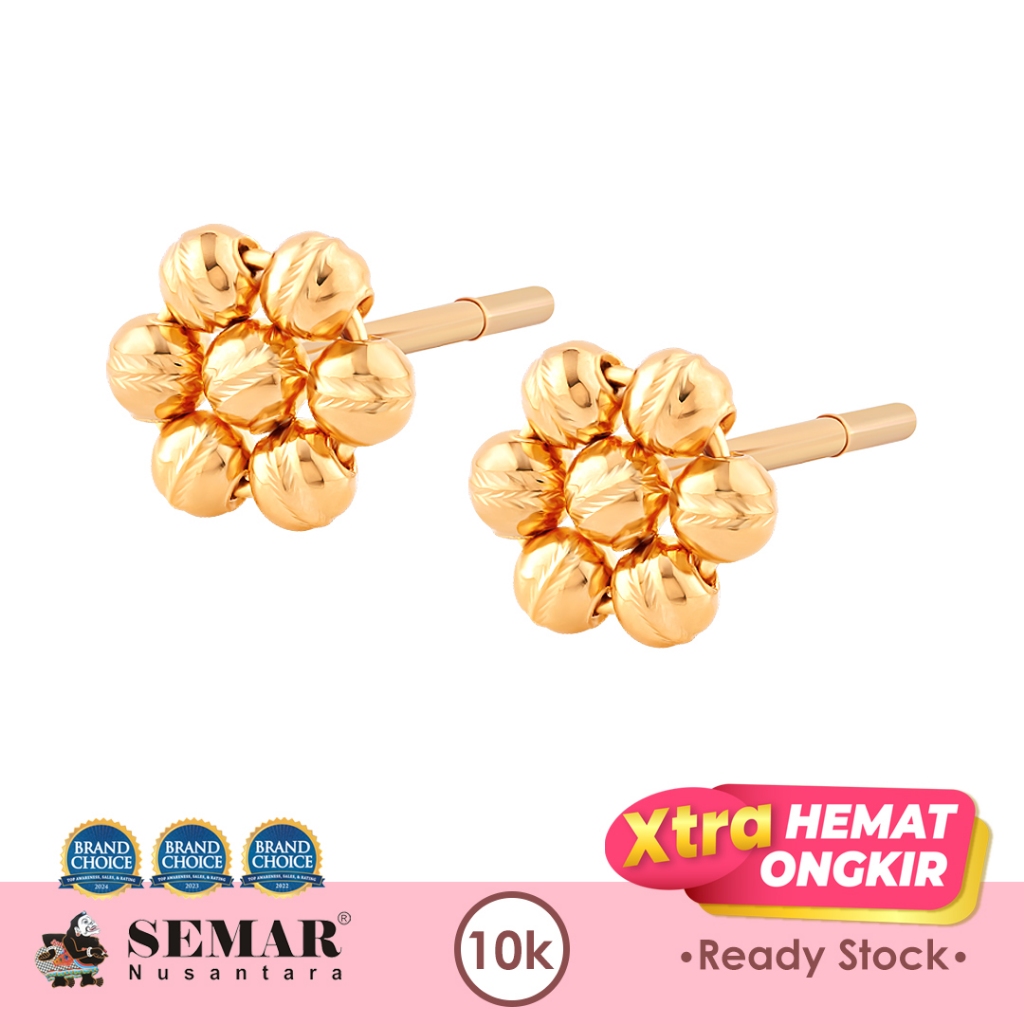 Anting Emas Tindik Shaquita Flower Gold 10K Semar Nusantara
