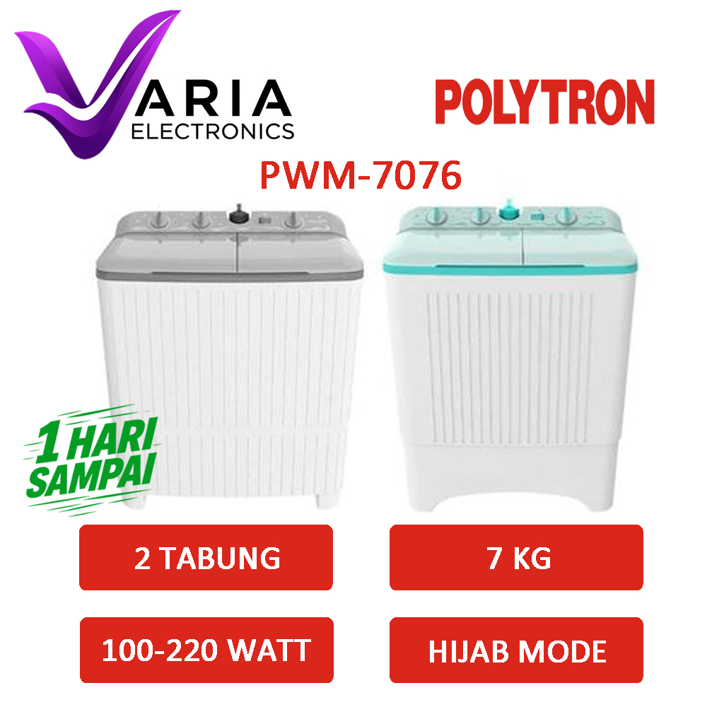MESIN CUCI POLYTRON 7076 MESIN CUCI 2 TABUNG 7 KG HIJAB MODE