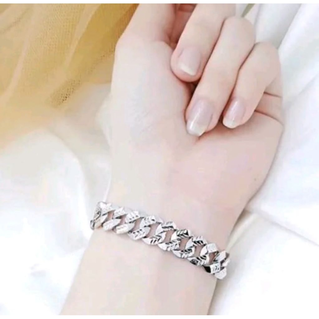 GELANG TANGAN SISIK NAGA SILVER TITANIUM TERBARU