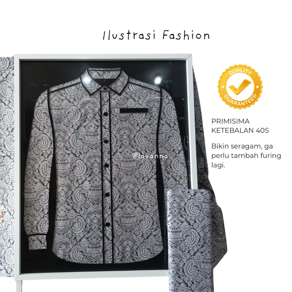 Monokrom Kain Batik Motif Besar Seragam Keluarga Katun Halus [1 roll] 6692