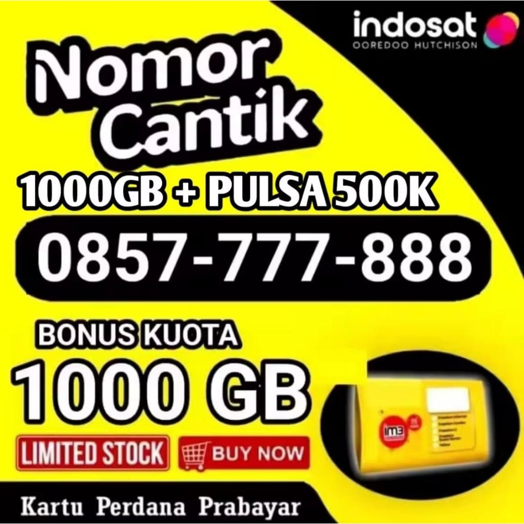 Promo Kartu Perdana Cantik Indosat 10Digit Bonus Kuota 1000GB+500K Pulsa Support Jaringan 4G
