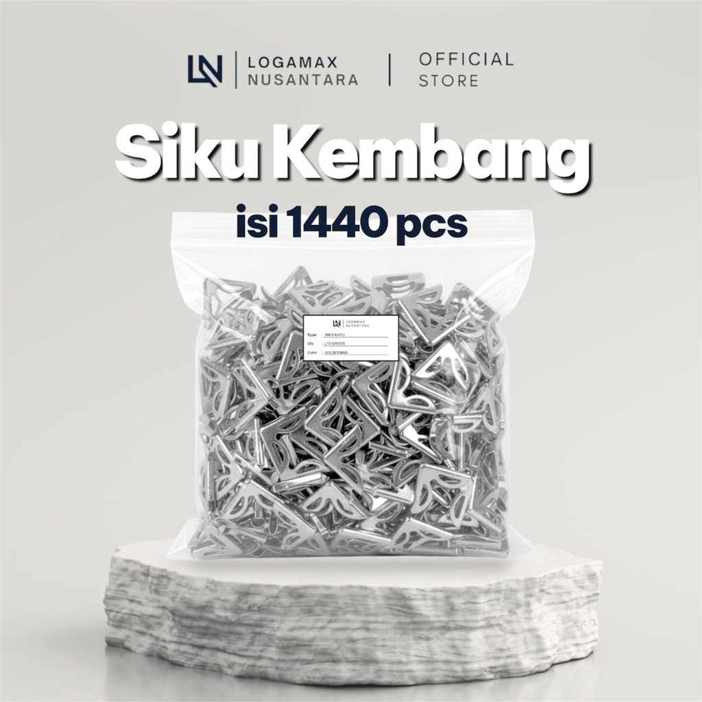 (10 GROSS / ±1.440 PCS) SIKU KEMBANG SILVER LOGAMAX / SIKU KEMBANG / SIKU SUDUT BUKU / SIKU BUKU WIS