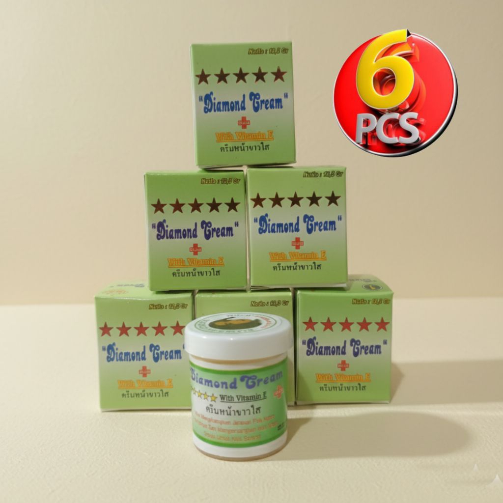Diamond Cream Vitamin E 6 Pcs Krim Wajah Mencerahkan & Melembapkan Paket Hemat Aurora Skin Lab