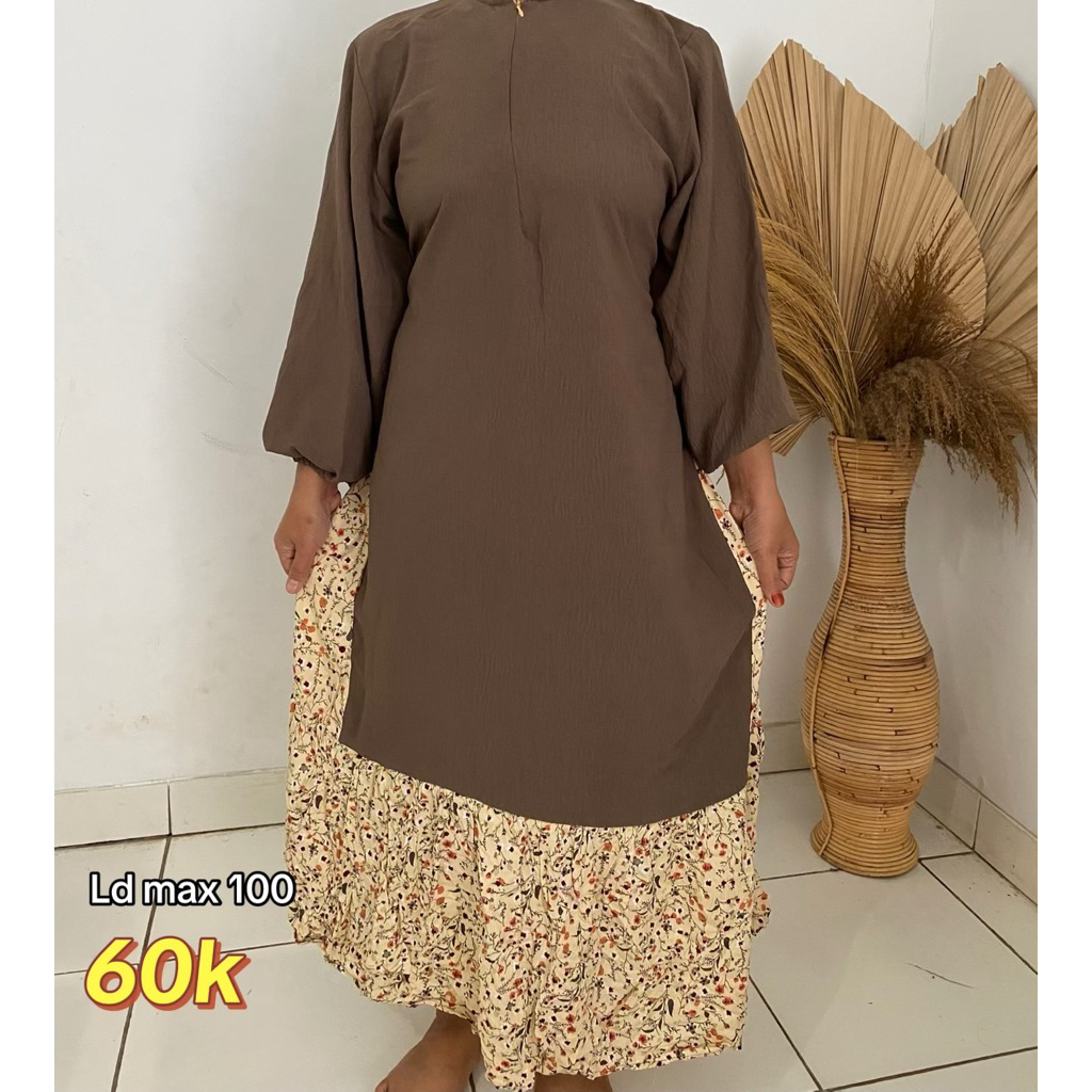 dress coklat bunga