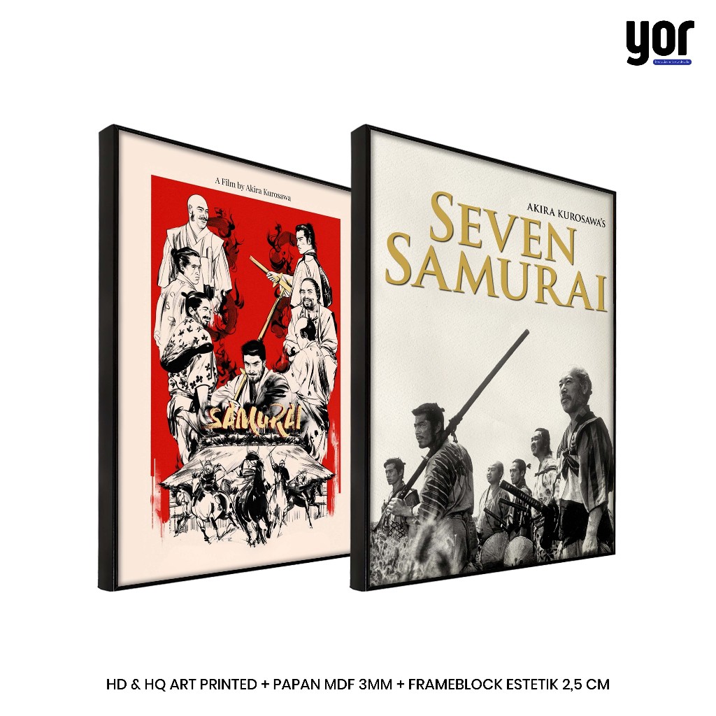 Poster Film Akira Kurosawa Seven Samurai Bingkai Frameblock